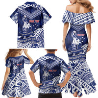 Personalised Samoa Rugby Family Matching Mermaid Dress and Hawaiian Shirt Pacific Warrior Glory - Polynesian Pride