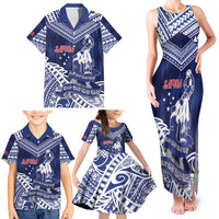 Personalised Samoa Rugby Family Matching Tank Maxi Dress and Hawaiian Shirt Pacific Warrior Glory - Polynesian Pride