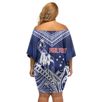 Personalised Samoa Rugby Off Shoulder Short Dress Pacific Warrior Glory - Polynesian Pride
