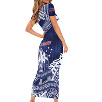 Personalised Samoa Rugby Short Sleeve Bodycon Dress Pacific Warrior Glory - Polynesian Pride