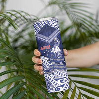 Personalised Samoa Rugby Skinny Tumbler Pacific Warrior Glory - Polynesian Pride