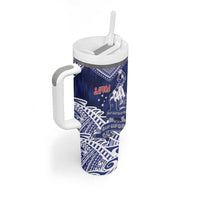Personalised Samoa Rugby Tumbler With Handle Pacific Warrior Glory - Polynesian Pride