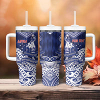 Personalised Samoa Rugby Tumbler With Handle Pacific Warrior Glory - Polynesian Pride