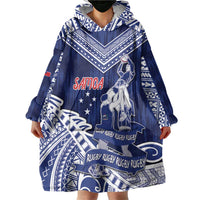 Personalised Samoa Rugby Wearable Blanket Hoodie Pacific Warrior Glory - Polynesian Pride