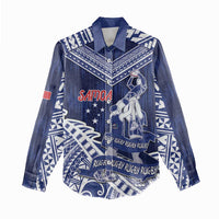 Personalised Samoa Rugby Women Casual Shirt Pacific Warrior Glory DT05 - Polynesian Pride
