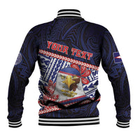 Personalized American Samoa Baseball Jacket Bald Eagle With Polynesian Pattern - Polynesian Pride