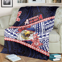 American Samoa Blanket Bald Eagle With Polynesian Pattern - Polynesian Pride