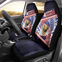 American Samoa Car Seat Cover Bald Eagle With Polynesian Pattern DT05 - Polynesian Pride