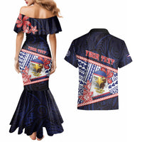 Personalized American Samoa Couples Matching Mermaid Dress and Hawaiian Shirt Bald Eagle With Polynesian Pattern - Polynesian Pride