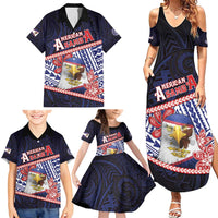 Personalized American Samoa Family Matching Summer Maxi Dress and Hawaiian Shirt Bald Eagle With Polynesian Pattern - Polynesian Pride