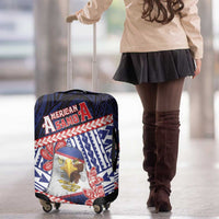 American Samoa Luggage Cover Bald Eagle With Polynesian Pattern - Polynesian Pride