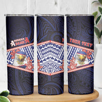 Personalized American Samoa Skinny Tumbler Bald Eagle With Polynesian Pattern - Polynesian Pride