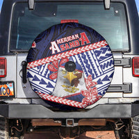American Samoa Spare Tire Cover Bald Eagle With Polynesian Pattern - Polynesian Pride