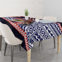 American Samoa Tablecloth Bald Eagle With Polynesian Pattern - Polynesian Pride