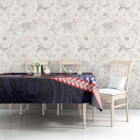 American Samoa Tablecloth Bald Eagle With Polynesian Pattern - Polynesian Pride