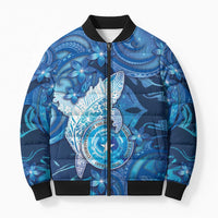 Personalised Northern Mariana Islands Bomber Puffer Jacket Galaxy Polynesian Shark Tattoo DT05 Unisex Blue - Polynesian Pride
