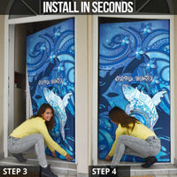 Northern Mariana Islands Door Cover Galaxy Polynesian Shark Tattoo - Polynesian Pride