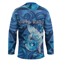 Personalised Northern Mariana Islands Hockey Jersey Galaxy Polynesian Shark Tattoo - Polynesian Pride