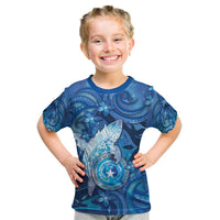 Personalised Northern Mariana Islands Kid T Shirt Galaxy Polynesian Shark Tattoo DT05 Blue - Polynesian Pride