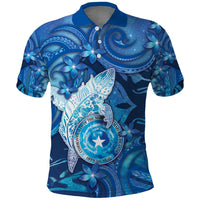 Personalised Northern Mariana Islands Polo Shirt Galaxy Polynesian Shark Tattoo - Polynesian Pride