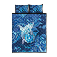 Northern Mariana Islands Quilt Bed Set Galaxy Polynesian Shark Tattoo - Polynesian Pride