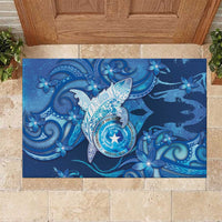 Northern Mariana Islands Rubber Doormat Galaxy Polynesian Shark Tattoo DT05 Blue - Polynesian Pride