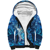 Personalised Northern Mariana Islands Sherpa Hoodie Galaxy Polynesian Shark Tattoo - Polynesian Pride