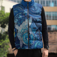 Personalised Northern Mariana Islands Sleeveless Puffer Jacket Galaxy Polynesian Shark Tattoo DT05 - Polynesian Pride