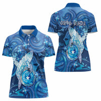 Personalised Northern Mariana Islands Women Polo Shirt Galaxy Polynesian Shark Tattoo DT05 - Polynesian Pride