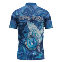 Personalised Northern Mariana Islands Zipper Polo Shirt Galaxy Polynesian Shark Tattoo DT05 - Polynesian Pride