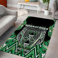 Aotearoa Whakatohea Area Rug Maori Tribal Green Abalone Paua Shell Pattern