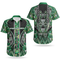 Aotearoa Whakatohea Couples Matching Short Sleeve Bodycon Dress and Hawaiian Shirt Maori Tribal Green Abalone Paua Shell Pattern DT05 - Polynesian Pride