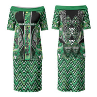 Aotearoa Whakatohea Family Matching Puletasi and Hawaiian Shirt Maori Tribal Green Abalone Paua Shell Pattern DT05 Mom's Dress Green - Polynesian Pride