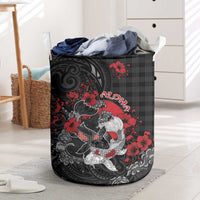 Hawaiian And Japanese Laundry Basket Aloha Koi Fish Palaka Patterns - Polynesian Pride