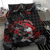 Hawaiian And Japanese Bedding Set Aloha Koi Fish Palaka Patterns - Polynesian Pride