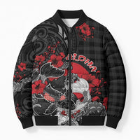 Personalised Hawaiian And Japanese Bomber Puffer Jacket Aloha Koi Fish Palaka Patterns - Polynesian Pride
