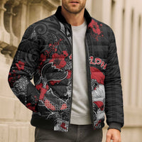 Personalised Hawaiian And Japanese Bomber Puffer Jacket Aloha Koi Fish Palaka Patterns - Polynesian Pride