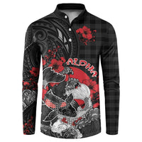 Personalised Hawaiian And Japanese Button Sweatshirt Aloha Koi Fish Palaka Patterns - Polynesian Pride