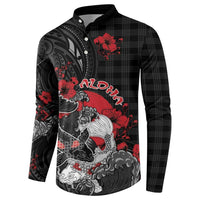 Personalised Hawaiian And Japanese Button Sweatshirt Aloha Koi Fish Palaka Patterns - Polynesian Pride