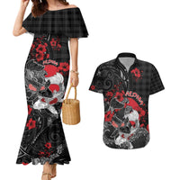 Personalised Hawaiian And Japanese Couples Matching Mermaid Dress and Hawaiian Shirt Aloha Koi Fish Palaka Patterns - Polynesian Pride