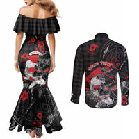 Personalised Hawaiian And Japanese Couples Matching Mermaid Dress and Long Sleeve Button Shirt Aloha Koi Fish Palaka Patterns - Polynesian Pride