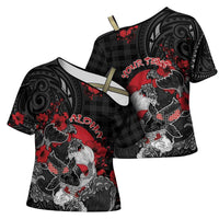 Personalised Hawaiian And Japanese Cross Shoulder Shirt Aloha Koi Fish Palaka Patterns - Polynesian Pride