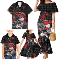 Personalised Hawaiian And Japanese Family Matching Mermaid Dress and Hawaiian Shirt Aloha Koi Fish Palaka Patterns - Polynesian Pride