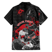 Personalised Hawaiian And Japanese Family Matching Off The Shoulder Long Sleeve Dress and Hawaiian Shirt Aloha Koi Fish Palaka Patterns - Polynesian Pride