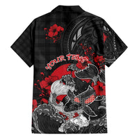 Personalised Hawaiian And Japanese Family Matching Off Shoulder Short Dress and Hawaiian Shirt Aloha Koi Fish Palaka Patterns DT05 - Polynesian Pride