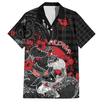 Personalised Hawaiian And Japanese Family Matching Puletasi and Hawaiian Shirt Aloha Koi Fish Palaka Patterns DT05 Dad's Shirt - Short Sleeve Black - Polynesian Pride