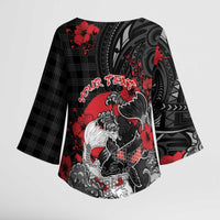 Personalised Hawaiian And Japanese Kimono Sleeve Blouse Aloha Koi Fish Palaka Patterns - Polynesian Pride