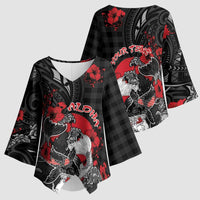 Personalised Hawaiian And Japanese Kimono Sleeve Blouse Aloha Koi Fish Palaka Patterns - Polynesian Pride