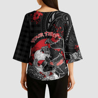 Personalised Hawaiian And Japanese Kimono Sleeve Blouse Aloha Koi Fish Palaka Patterns - Polynesian Pride
