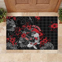 Hawaiian And Japanese Rubber Doormat Aloha Koi Fish Palaka Patterns - Polynesian Pride